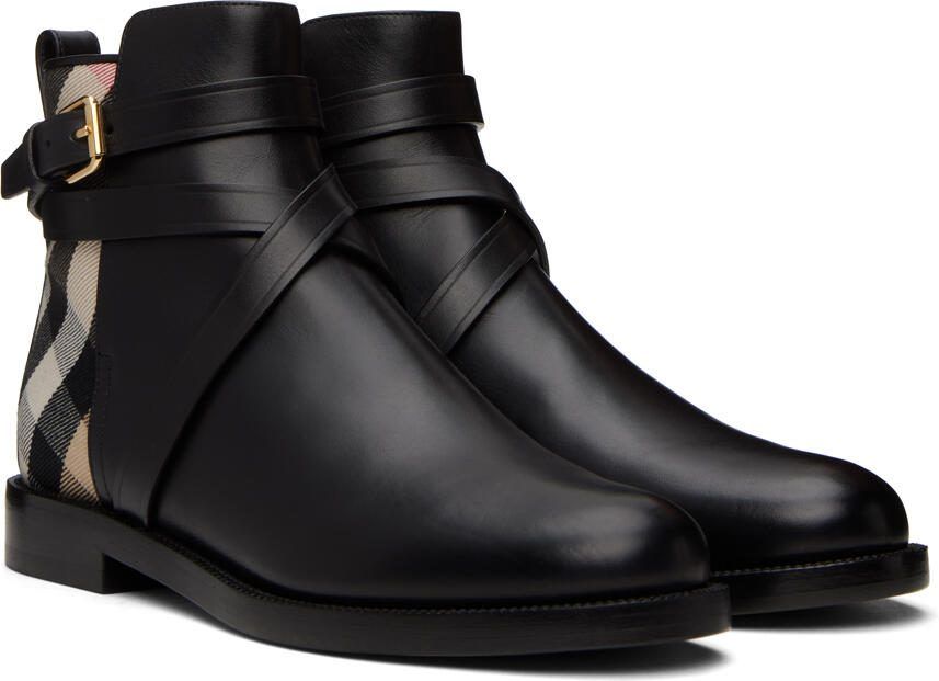 Burberry Black New Pryle Check Boots - Picture 2
