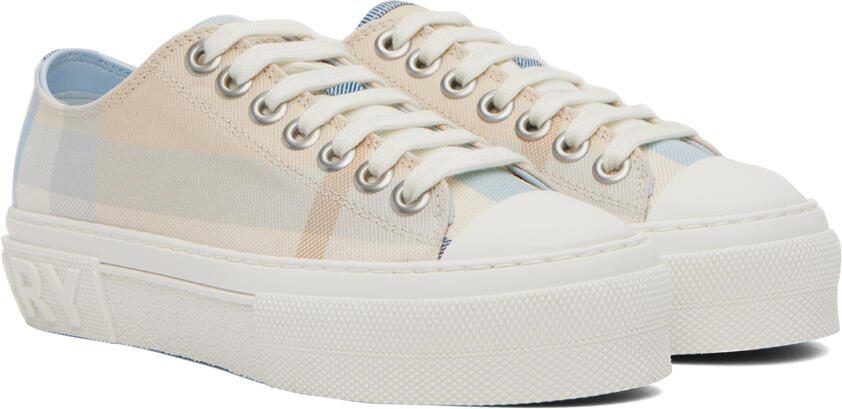 Burberry Blue  Off-White Check Sneakers - Picture 2