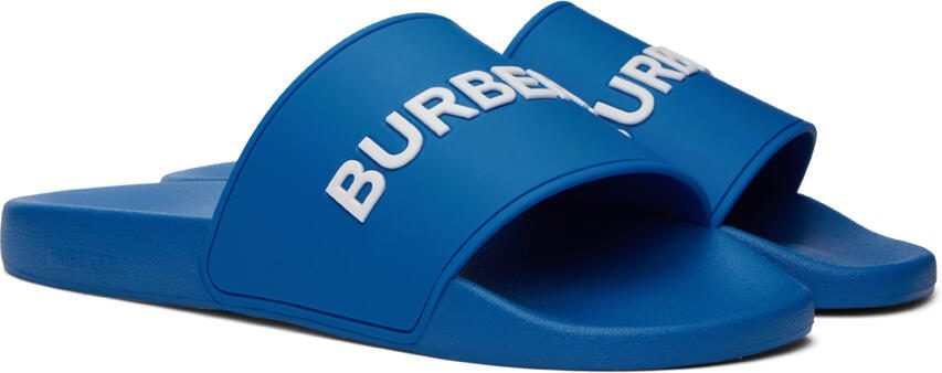 Burberry Blue Embossed Slides - Picture 2