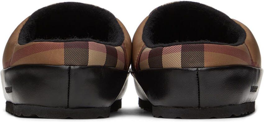 Burberry Brown  Beige Northaven Check Slippers