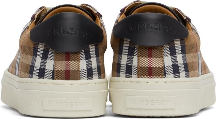 Burberry Brown Check Canvas  Calfskin Sneakers - Picture 2
