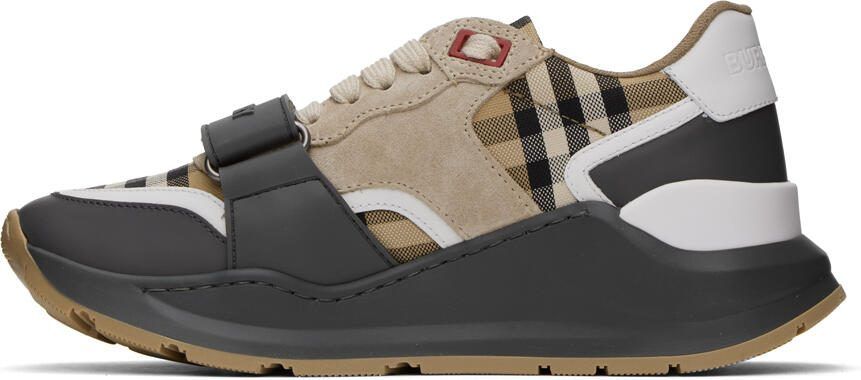 Burberry Gray  Beige Vintage Check Sneakers - Picture 3