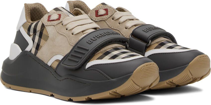 Burberry Gray  Beige Vintage Check Sneakers - Picture 2