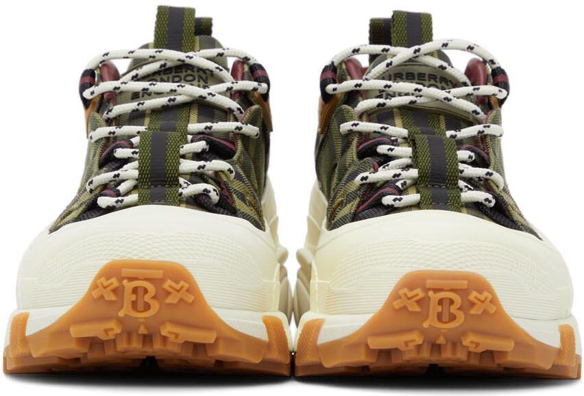 Burberry Green  Burgundy Check Arthur Sneakers - Picture 3