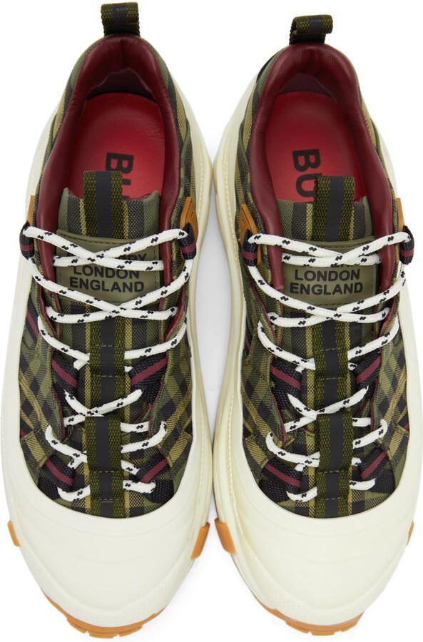 Burberry Green  Burgundy Check Arthur Sneakers - Picture 2