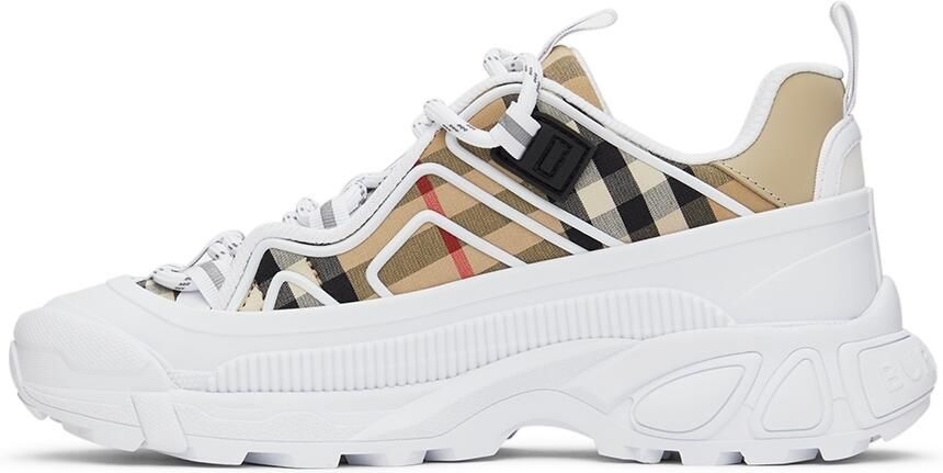 Burberry Kids Beige  White Vintage Check Sneakers - Picture 3