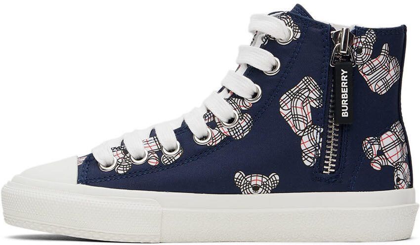 Burberry Kids Navy Thomas Bear High Sneakers - Picture 3