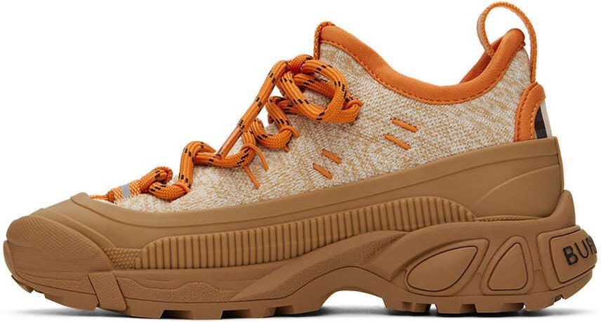 Burberry Kids Orange  Brown Arthur Sneakers - Picture 3
