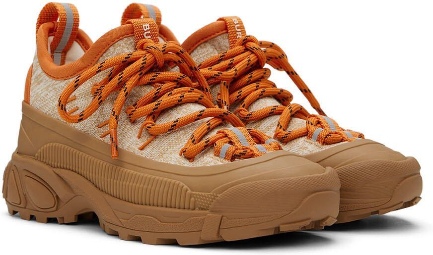 Burberry Kids Orange  Brown Arthur Sneakers - Picture 2