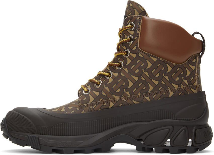 Burberry Leather Contrast Sole Monogram Print Lace-Up Boots - Picture 2