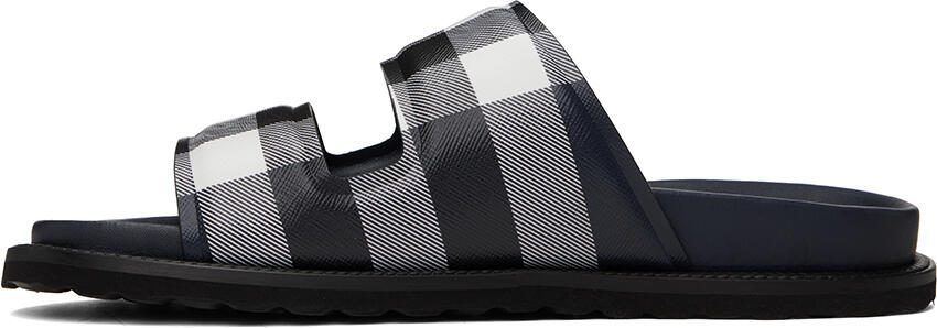 Burberry Navy  White Check Slides - Picture 3