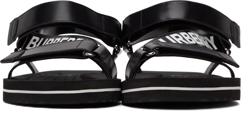 Burberry SSENSE Exclusive Black Leather Patterson Flat Sandals - Picture 2