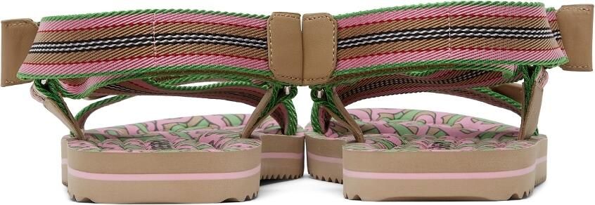 Burberry SSENSE Exclusive Pink  Green Patterson Flat Sandals - Picture 3