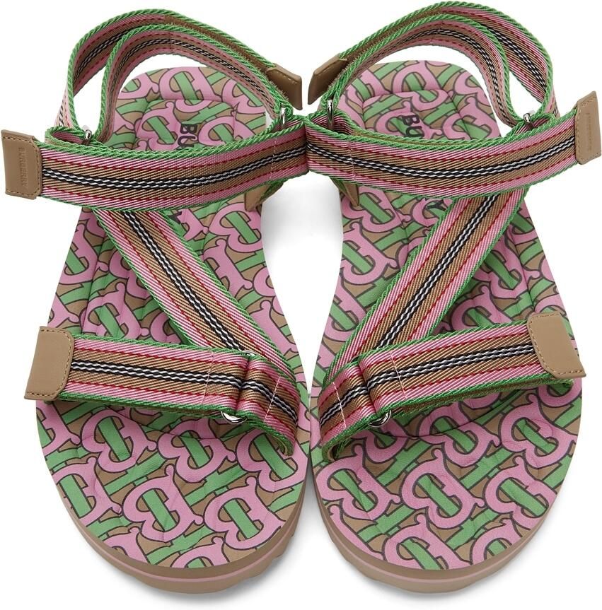 Burberry SSENSE Exclusive Pink  Green Patterson Flat Sandals