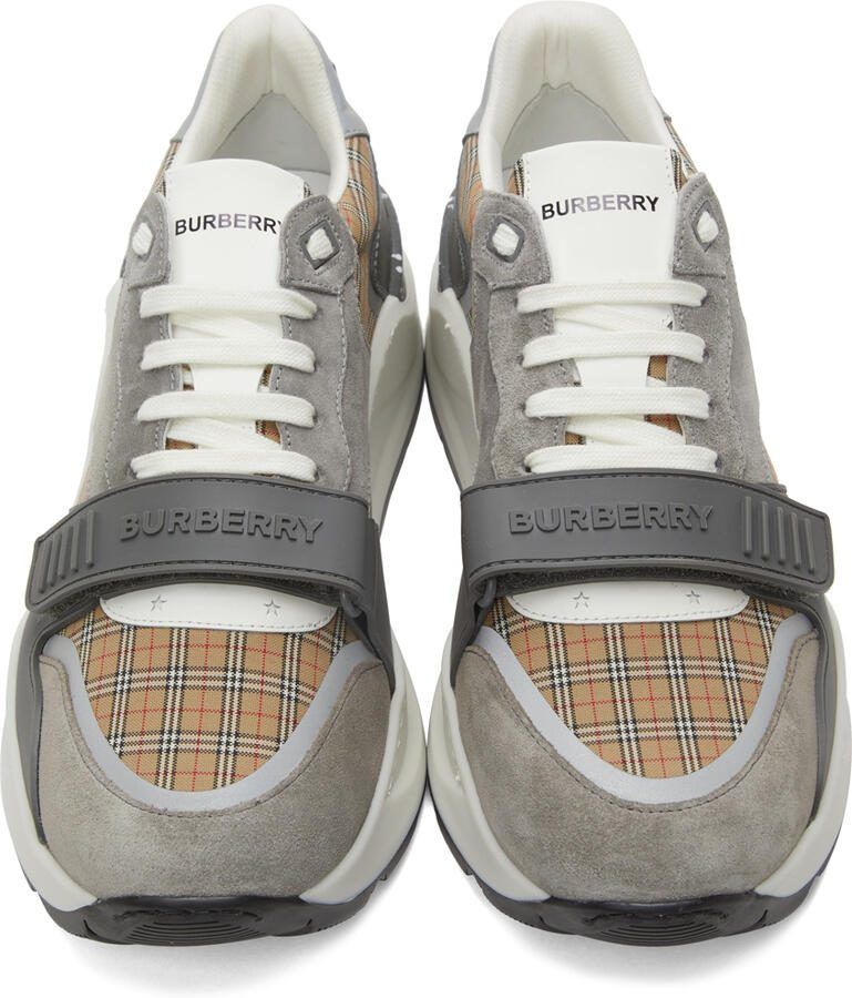 Burberry Suede  Leather Check Low Sneakers