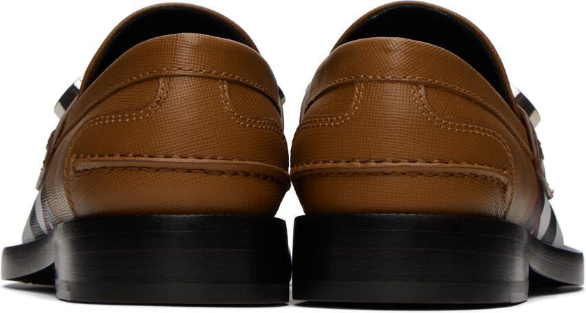 Burberry Tan Chevron Check Loafers
