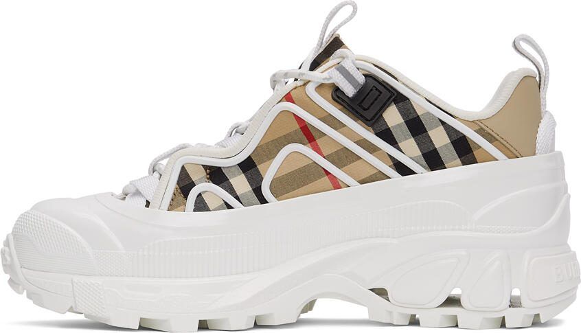 Burberry White  Beige Check Arthur Sneakers - Picture 4