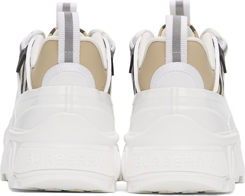 Burberry White  Beige Check Arthur Sneakers