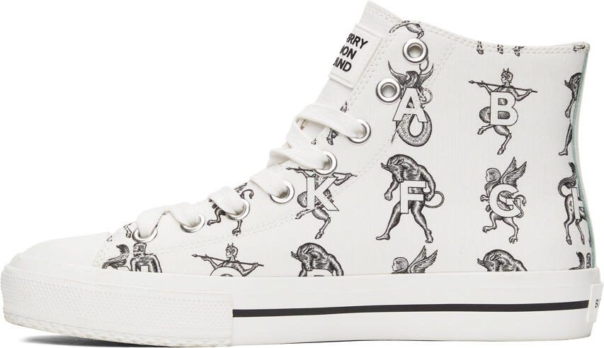 Burberry White Mythical Alphabet Larkhall Sneakers - Picture 4