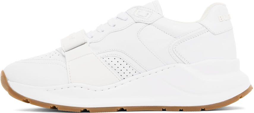 Burberry White Perforated Low-Top Sneakers - Picture 3