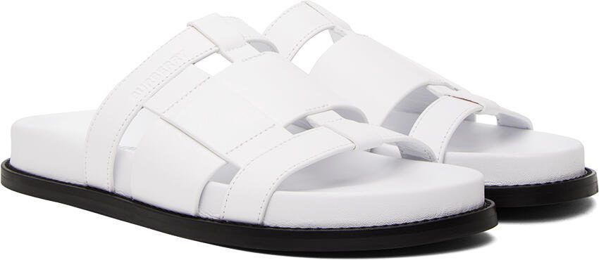 Burberry White Woven Slides - Picture 2