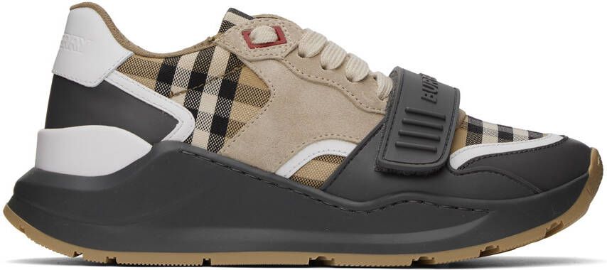 Burberry Gray  Beige Vintage Check Sneakers - Picture 5