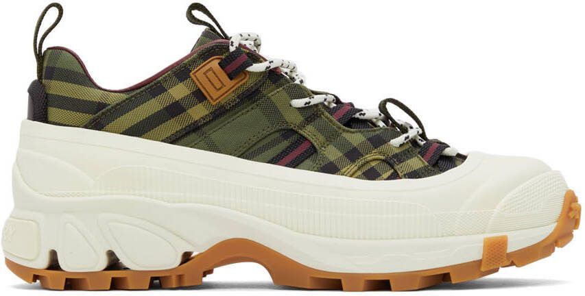 Burberry Green  Burgundy Check Arthur Sneakers - Picture 5