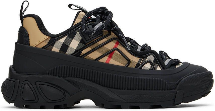 Burberry Kids Beige  Black Vintage Check Sneakers - Picture 4