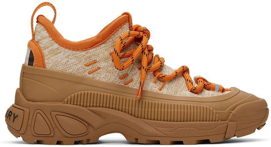 Burberry Kids Orange  Brown Arthur Sneakers - Picture 4