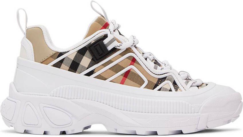 Burberry Kids White  Beige Arthur Sneakers