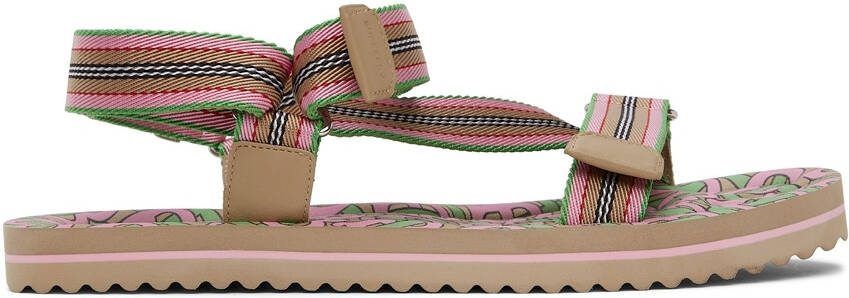 Burberry SSENSE Exclusive Pink  Green Patterson Flat Sandals - Picture 5