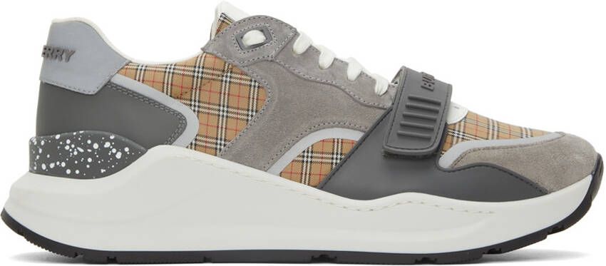 Burberry Suede  Leather Check Low Sneakers - Picture 5