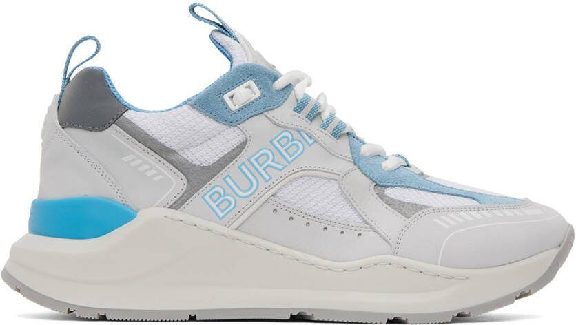 Burberry White  Blue Print Sneakers