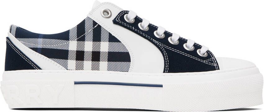 Burberry White  Navy Check Sneakers