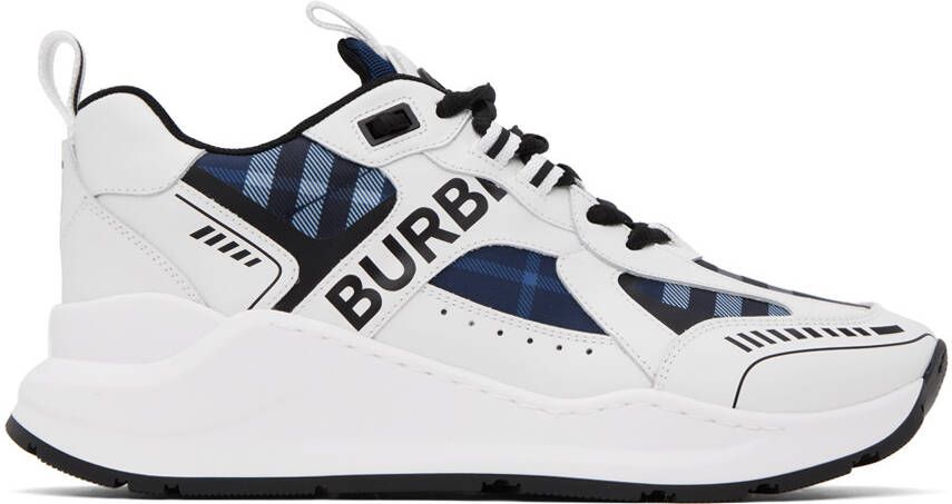 Burberry White  Navy Check Sneakers