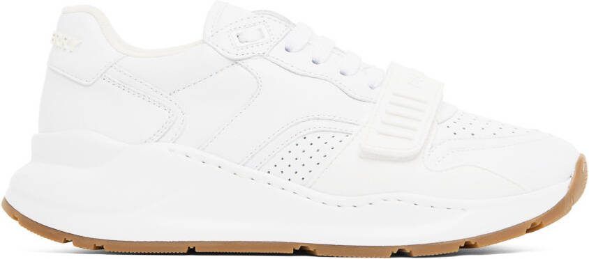 Burberry White Perforated Low-Top Sneakers - Picture 5