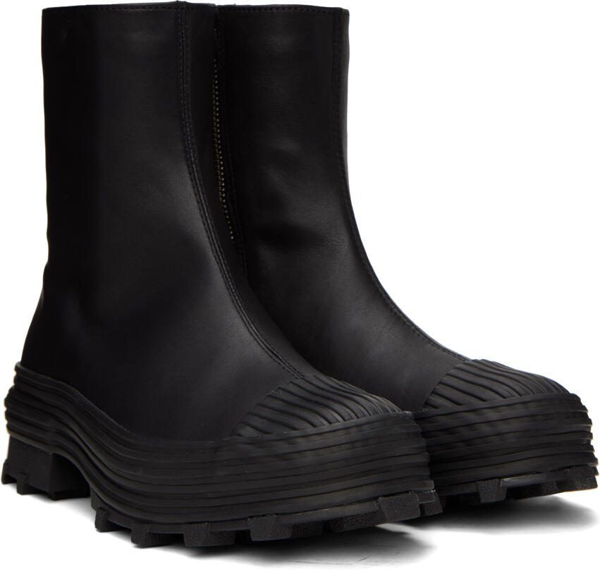 CAMPERLAB Black Calfskin Traktori Ankle Boots