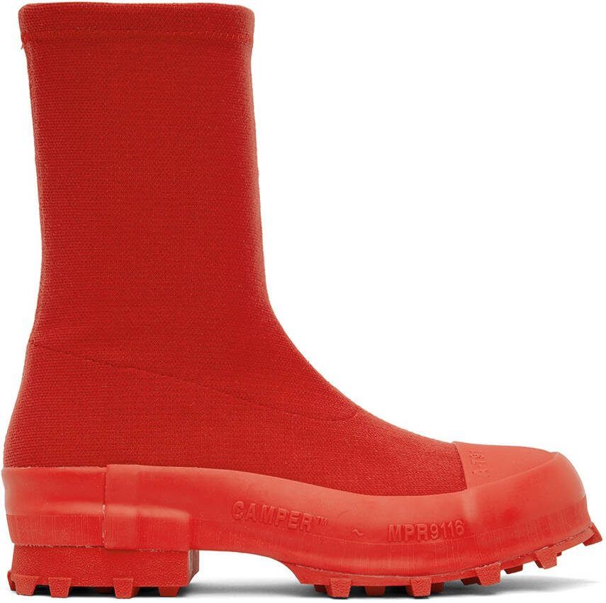 CAMPERLAB Red Tencel Traktori Boots - Picture 5