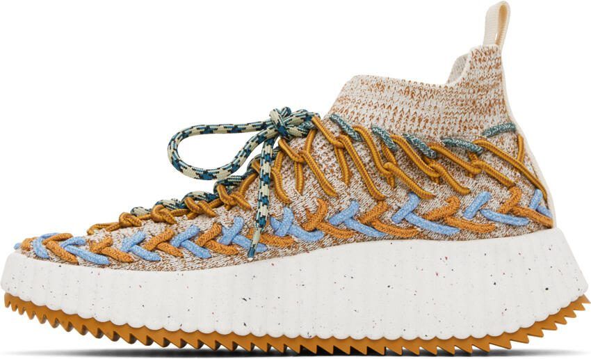 Chloé Beige  Blue Nama Sock Sneakers - Picture 3