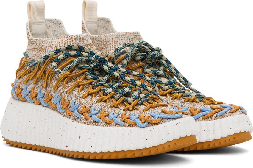 Chloé Beige  Blue Nama Sock Sneakers - Picture 2