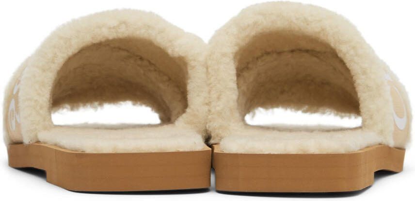 Chloé Beige Shearling Woody Flat Mules - Picture 2