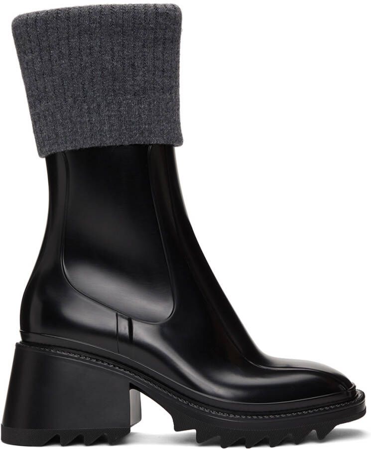 Chloé Black  Grey Betty Rain Boots - Picture 5