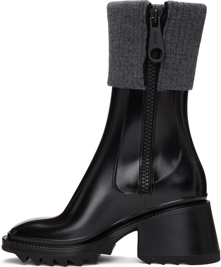 Chloé Black  Grey Betty Rain Boots