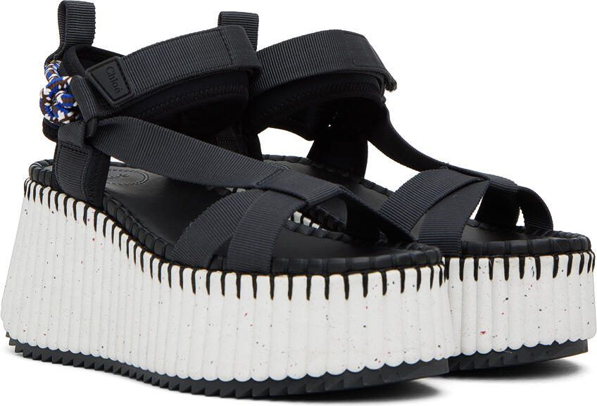 Chloé Black Nama Wedge Sandals - Picture 2