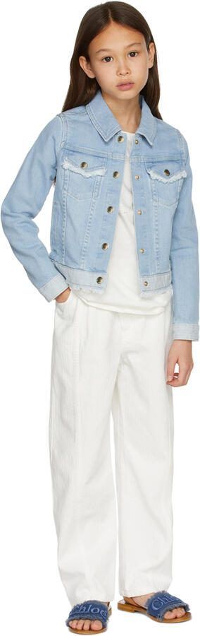 Chloé Kids Brown  Blue Denim Logo Sandals - Picture 4