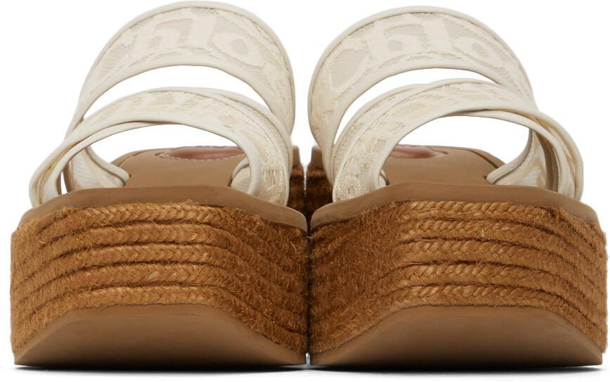 Chloé Off-White Lace Woody Wedge Heeled Sandals - Picture 3