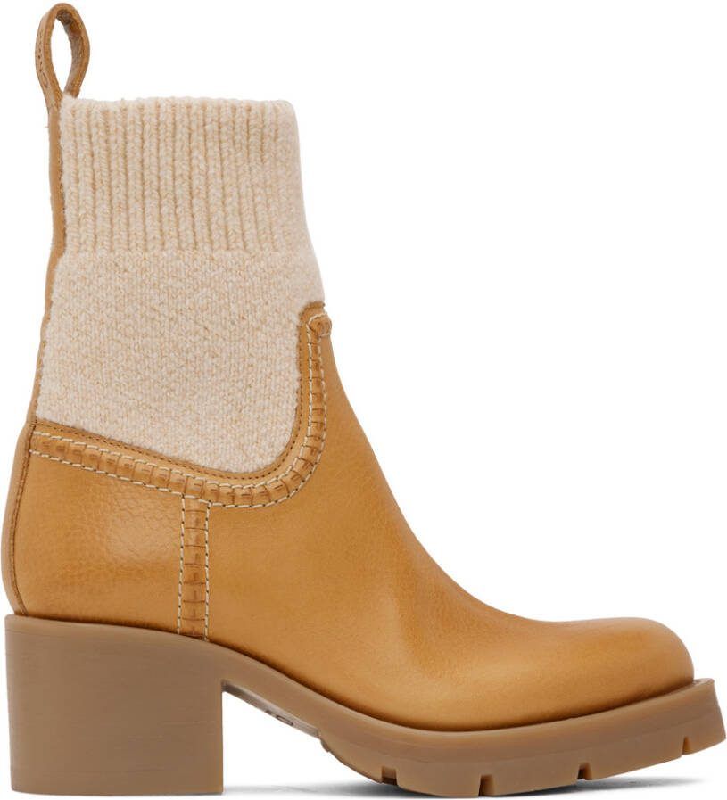 Chloé Tan  Beige Neva Sock Boots