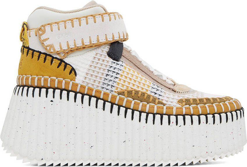 Chloé White  Yellow Nama Sneakers - Picture 5