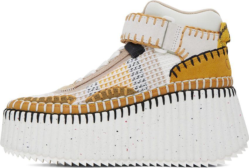 Chloé White  Yellow Nama Sneakers - Picture 3