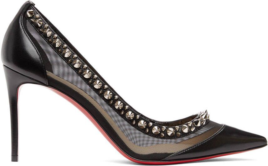 Christian Louboutin Black  Silver Galativi Spikes 85 Heels - Picture 5